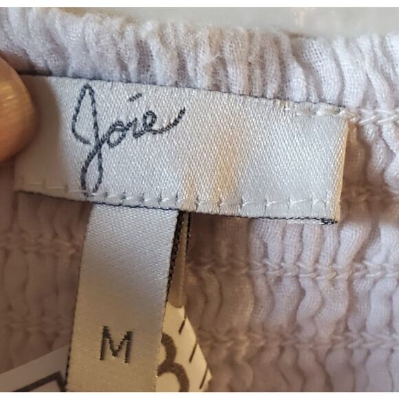 Joie White M Cotton Sun Dress with Red Floral Embroidery Boho Vacation Beach - Picture 3 of 11